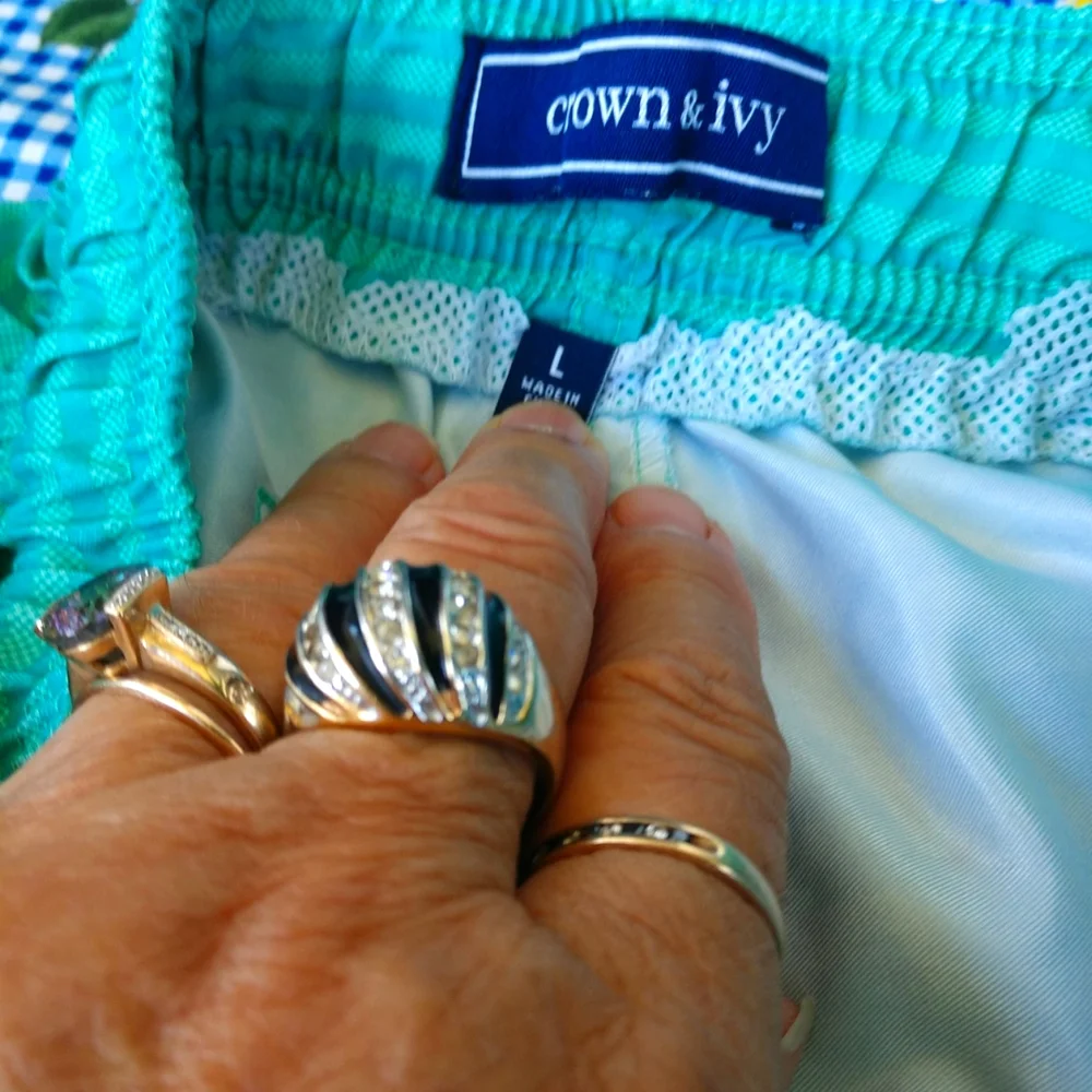 Crown & Ivy Boys Swim Trunks Size Large Multi Greens